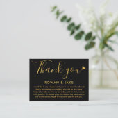 Carte De Placement Mariage Merci Or Et Coeur Noir Script (Debout devant)