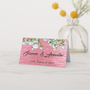 Carte De Placement Mariage métallique rose et blanc
