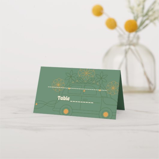 Carte De Placement Mariage minimal Vosvos vert (Devant)