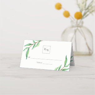 Carte De Placement Mariage minimaliste Feuille vert