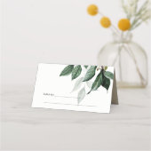 Carte De Placement Mariage moderne avec feuillage tropical vert (Dos)