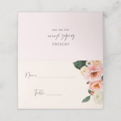 Carte De Placement Mariage moderne avec fleurs de pêcher rose en aqua (Extérieur déplié)