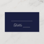 Carte De Placement Mariage Moderne Bleu Nuit et Argent Script  (Devant)