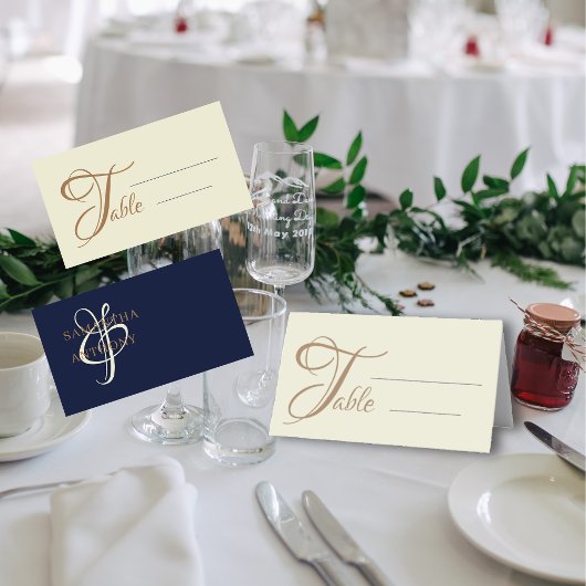 Carte De Placement Mariage Moderne Bleu Nuit & Or