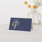 Carte De Placement Mariage Moderne Bleu Nuit & Or (Dos)