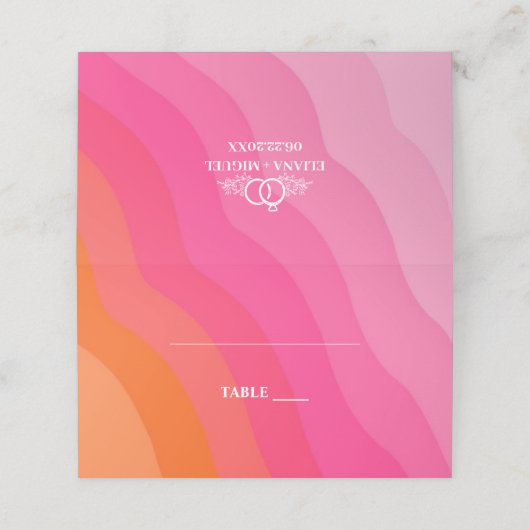 Carte De Placement mariage moderne chic chaud rose orangé (Extérieur déplié)