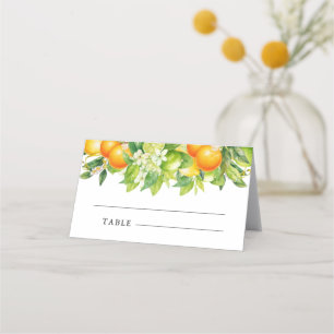 Carte De Placement Mariage Moderne Citron Orange d'Été
