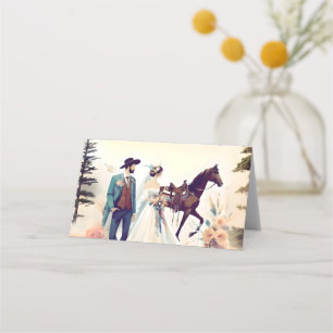 Carte De Placement Mariage moderne de style occidental Cowboy et Brid