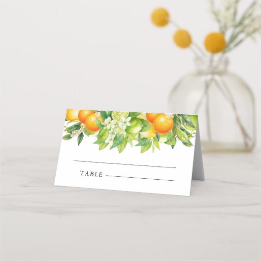 Carte De Placement Mariage Moderne d'Été Oranges Citron Citrus (Devant)