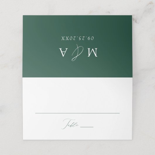 Carte De Placement Mariage moderne élégant Script vert (Extérieur déplié)