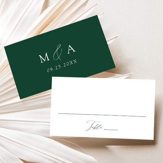 Carte De Placement Mariage moderne élégant Script vert