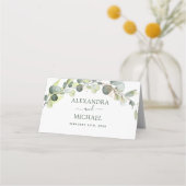 Carte De Placement Mariage Moderne Eucalyptus Vert Succulent (Dos)