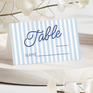 Carte De Placement Mariage Moderne Minimaliste Rayures Bleues