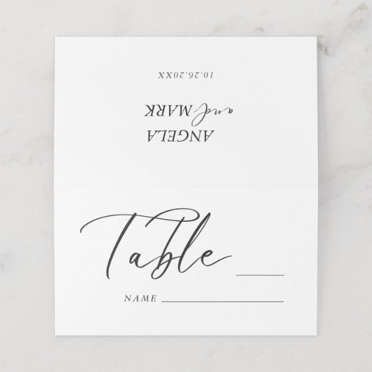 Carte De Placement Mariage moderne Numéro de table Carte de place (Extérieur déplié)