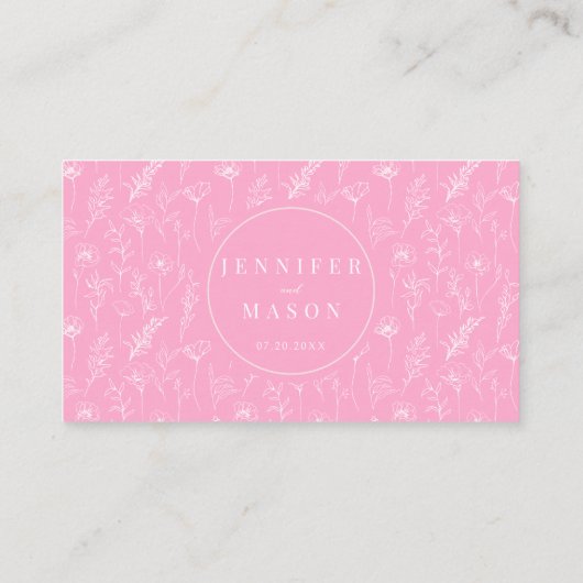 Carte De Placement Mariage moderne rose chaud (Dos)