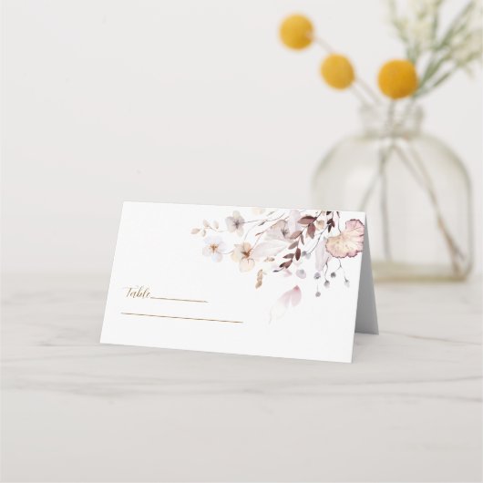 Carte De Placement Mariage Moderne Simple Automne Fleurs Séchées et F (Devant)