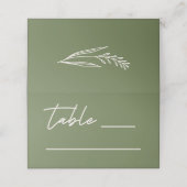 Carte De Placement Mariage Moderne Vert Olive (Extérieur déplié)