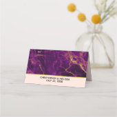 Carte De Placement Mariage moderne violet et or marbre Abstrait (Dos)