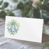 Carte De Placement Mariage monogramme de verdure de cloches d'argent
