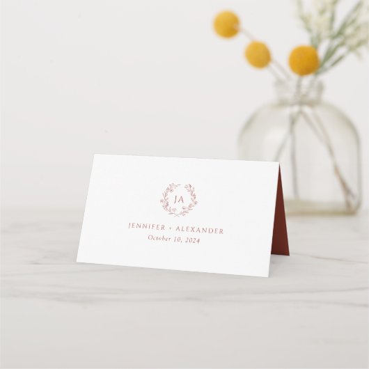 Carte De Placement Mariage Monogramme en terre cuite (Dos)