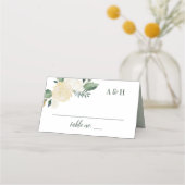 Carte De Placement Mariage Monogramme Floral Vert Or (Devant)