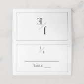 Carte De Placement Mariage monogramme minimal | BLANCHE (Extérieur déplié)