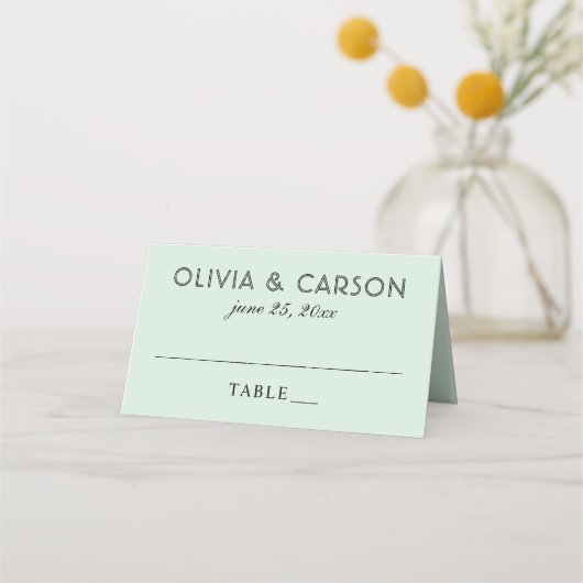 Carte De Placement Mariage Monogramme Moderne Menthe et Noir (Devant)