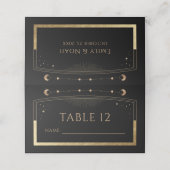 Carte De Placement Mariage mystique Black Gold Sun Moon Stars (Extérieur déplié)