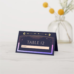 Carte De Placement Mariage mystique Rainbow Navy Blue Sun Moon Stars