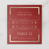 Carte De Placement Mariage mystique Red Gold Sun Moon Stars (Extérieur déplié)