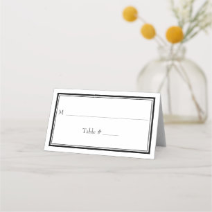 Carte De Placement Mariage noir blanc minimaliste à la frontière mode