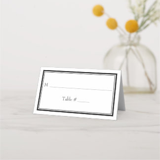 Carte De Placement Mariage noir blanc minimaliste à la frontière mode