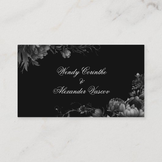 Carte De Placement Mariage noir gothique classique Menu Choix plat (Dos)