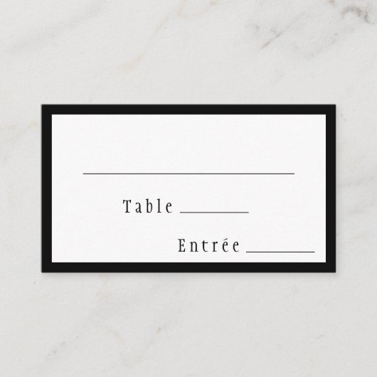 Carte De Placement Mariage noir gothique classique Menu Choix plat (Devant)