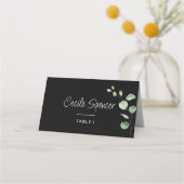 Carte De Placement Mariage noir minimaliste classique Eucalyptus (Devant)