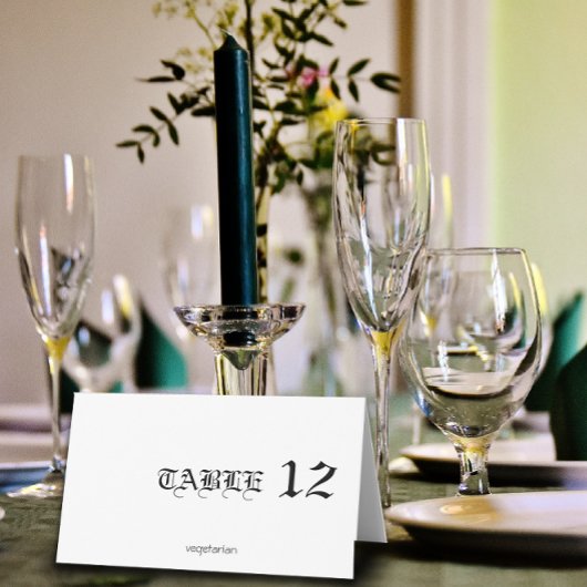 Carte De Placement Mariage noir typographie gothique