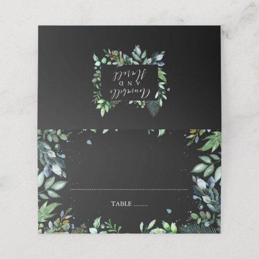 Carte De Placement Mariage noir vert (Extérieur déplié)