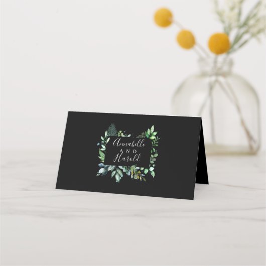 Carte De Placement Mariage noir vert (Dos)