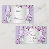 Carte De Placement Mariage Nom Place Lavande Violet Lilas 4 (Devant / Derrière)