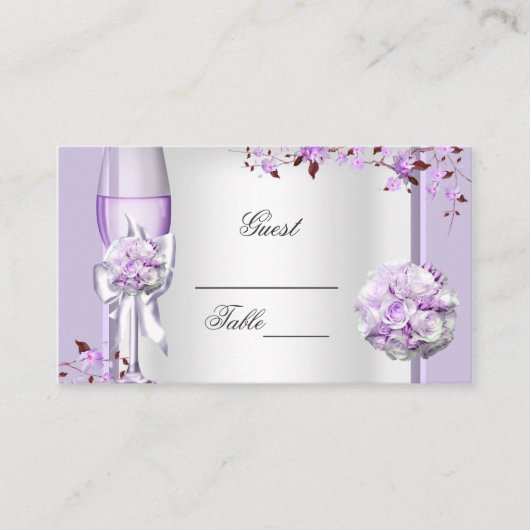 Carte De Placement Mariage Nom Place Lavande Violet Lilas 4 (Devant)