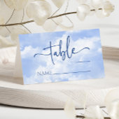 Carte De Placement Mariage Nuages Étincelants Bleu Blanc