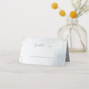 Carte De Placement Mariage Ombre Dusty Blue Frosted Foil Numéro de ta