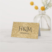 Carte De Placement Mariage Ombre Parties scintillant blanc et or (Dos)