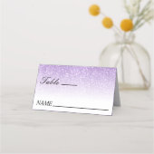 Carte De Placement Mariage Ombre Parties scintillant blanc et violet (Devant)