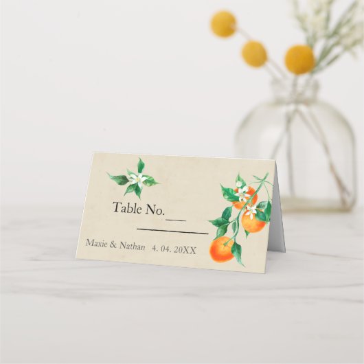 Carte De Placement Mariage Orange Blossom (Devant)