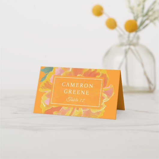 Carte De Placement Mariage Orange Souci Vibrant (Devant)