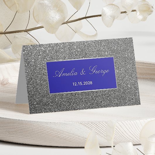 Carte De Placement Mariage Pailleté Argent Place