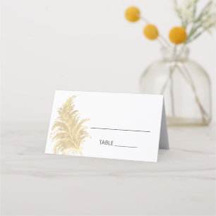 Carte De Placement Mariage Pampas Tan Grass Sur Blanc Boho Été
