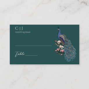 Carte De Placement Mariage Paon sarcelle et Magnolia