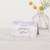 Carte De Placement Mariage parties scintillant violet argenté (Dos)